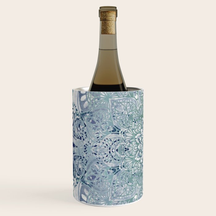 Yoga, Mandala, Green and Blue, Wall Art Boho Wine Chiller Gallery Image 2