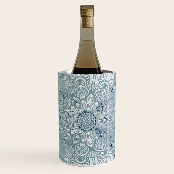 Yoga, Mandala, Green and Blue, Wall Art Boho Wine Chiller Gallery Image 1