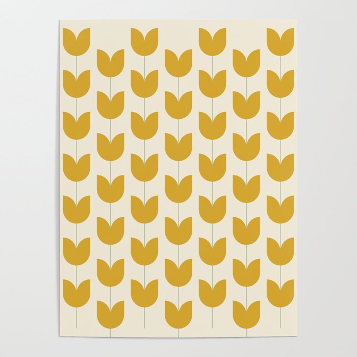 Spring Tulips II Yellow Mid Century Flowers Poster Gallery Image 1