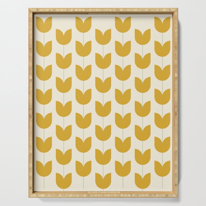 Spring Tulips II Yellow Mid Century Flowers Serving Tray Gallery Image 1
