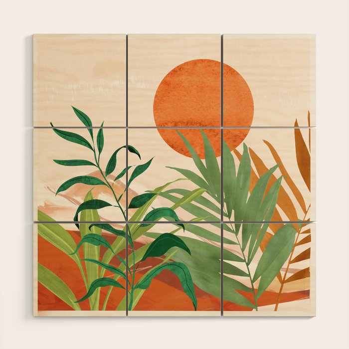 Abstract Art Tropical Garden 16 Wood Wall Art Gallery Image 1