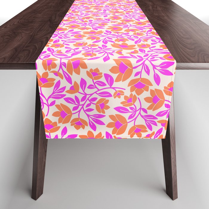 Tropical Blooms Pattern - Pink and Orange Table Runner Gallery Image 1