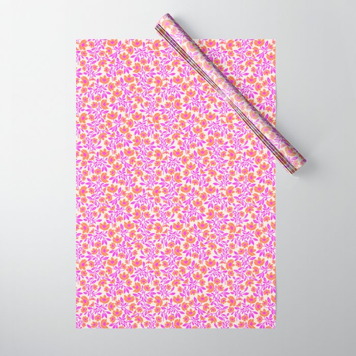 Tropical Blooms Pattern - Pink and Orange Wrapping Paper Gallery Image 1