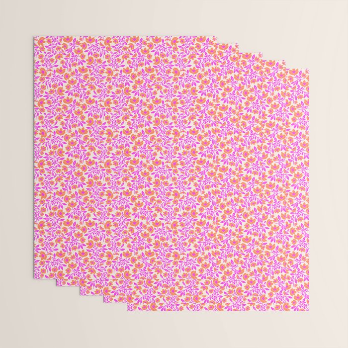 Tropical Blooms Pattern - Pink and Orange Wrapping Paper Gallery Image 3