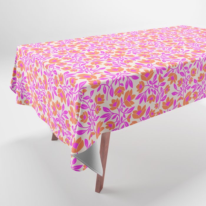 Tropical Blooms Pattern - Pink and Orange Tablecloth Gallery Image 1