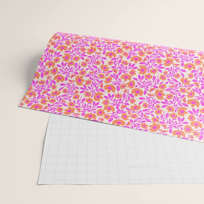 Tropical Blooms Pattern - Pink and Orange Wrapping Paper Gallery Image 2