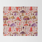 Mushroom Collection â Pink Throw Blanket Gallery Image 2