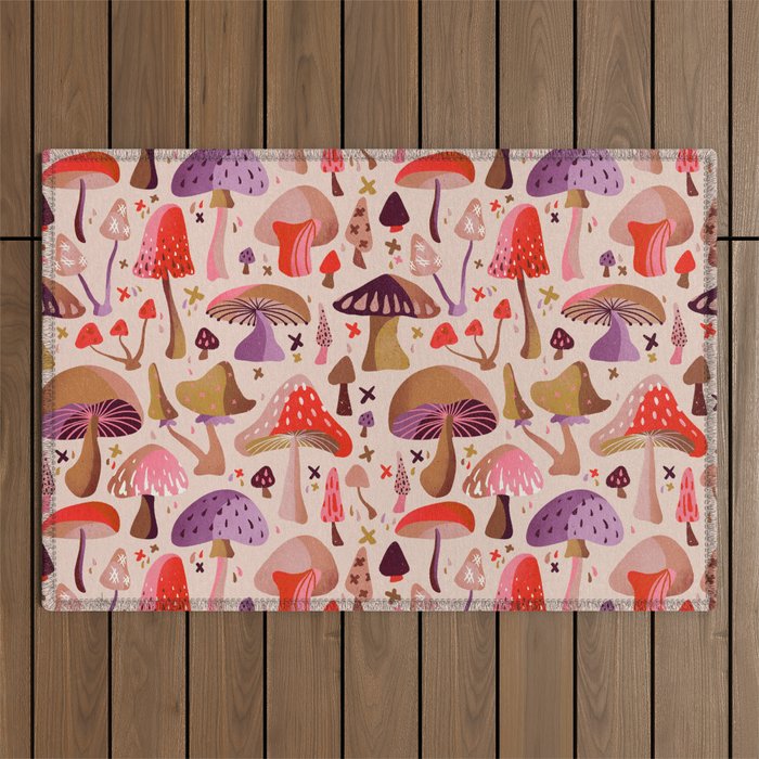 Mushroom Collection â Pink Outdoor Rug Gallery Image 1
