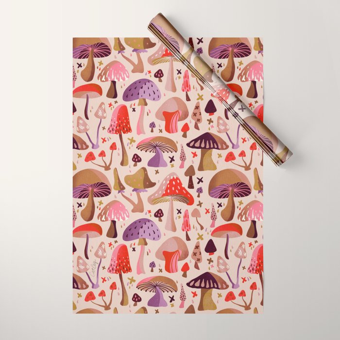 Mushroom Collection â Pink Wrapping Paper Gallery Image 1