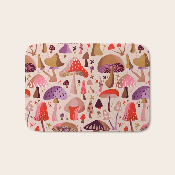 Mushroom Collection â Pink Bath Mat Gallery Image 1