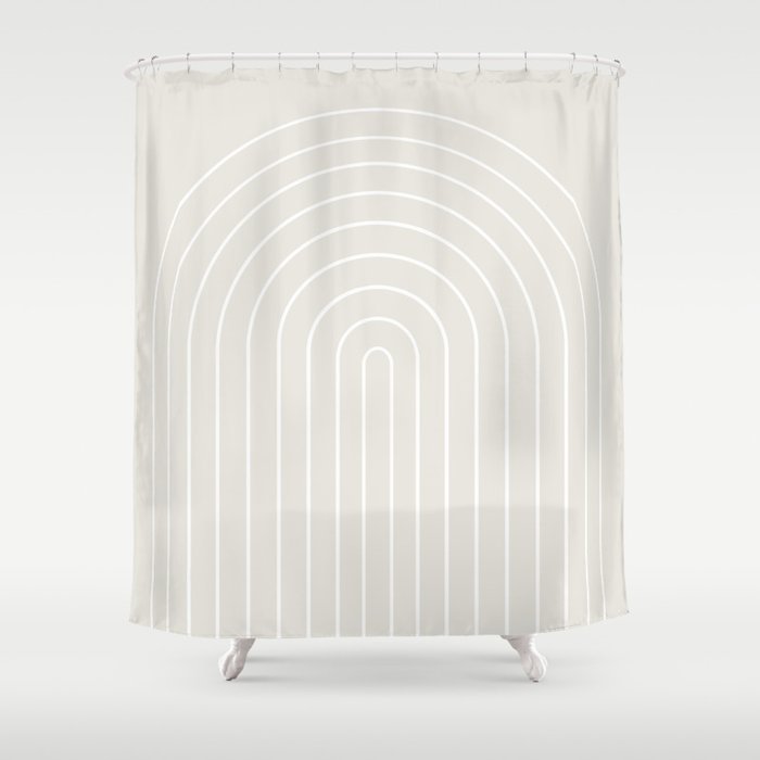Minimal Arch II Natural Off White Modern Geometric Lines Shower Curtain Gallery Image 1