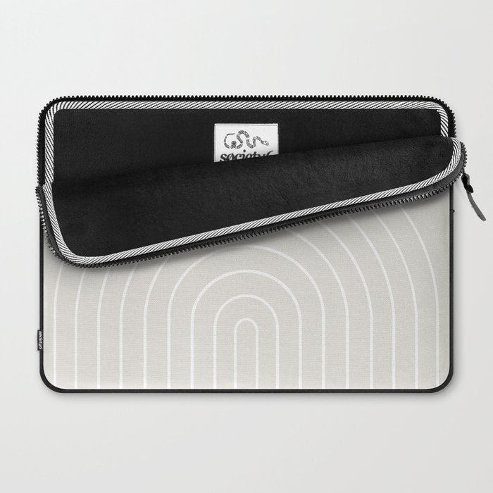 Minimal Arch II Natural Off White Modern Geometric Lines Laptop Sleeve Gallery Image 2