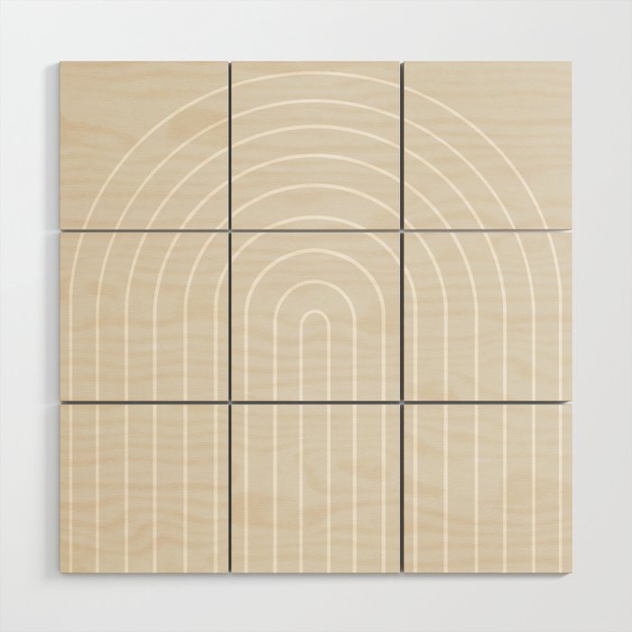 Minimal Arch II Natural Off White Modern Geometric Lines Wood Wall Art Gallery Image 1