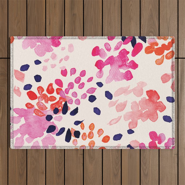 Flower abstract, watercolor floral pattern Outdoor Rug Gallery Image 1
