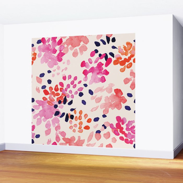 Flower abstract, watercolor floral pattern Wall Mural Gallery Image 2