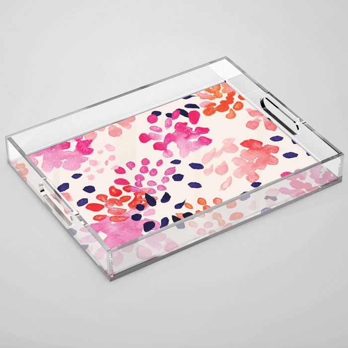 Flower abstract, watercolor floral pattern Acrylic Tray Gallery Image 1