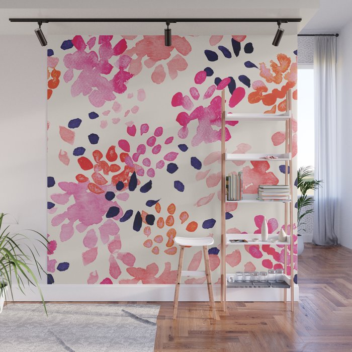 Flower abstract, watercolor floral pattern Wall Mural Gallery Image 1