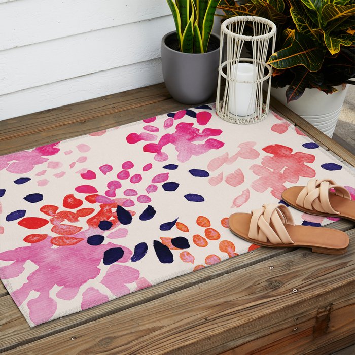 Flower abstract, watercolor floral pattern Outdoor Rug Gallery Image 2