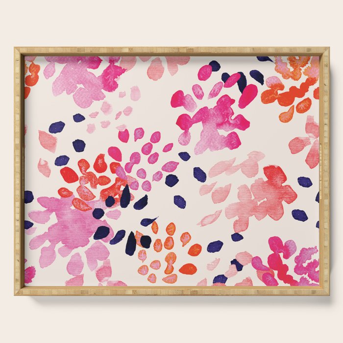 Flower abstract, watercolor floral pattern Serving Tray Gallery Image 1