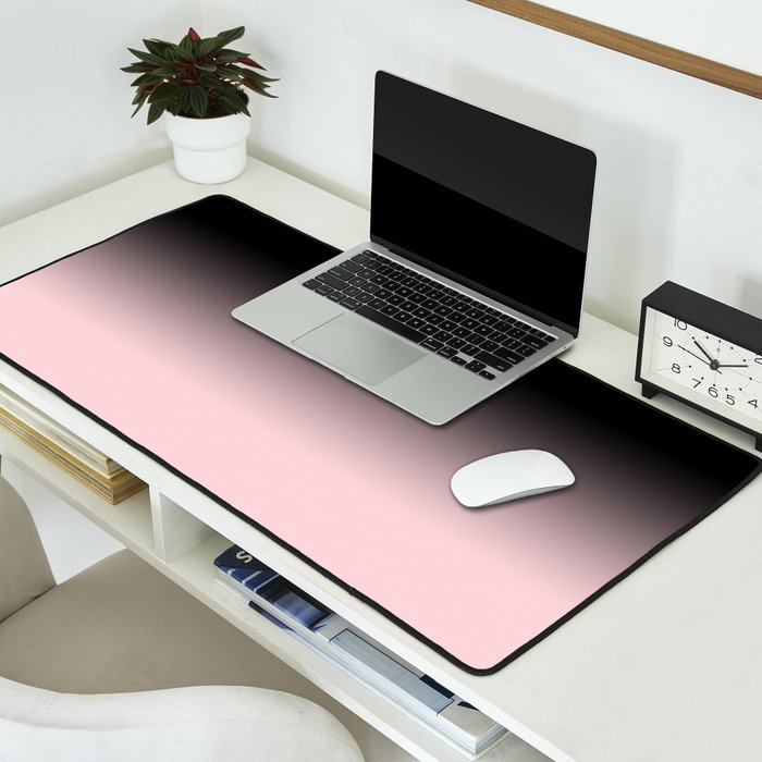 Modern abstract elegant black blush pink gradient pattern Desk Mat Gallery Image 2