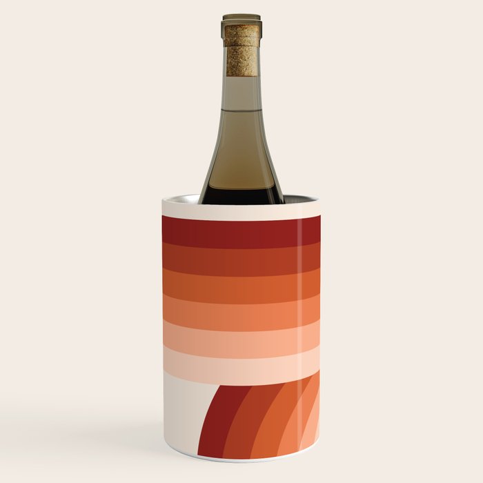 Mid Century Modern Geometric 89 in Terracotta Shades (Rainbow Abstract) Wine Chiller Gallery Image 2