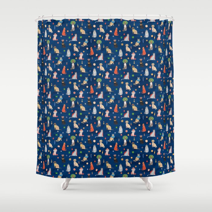 Cat Queens (Blue) Shower Curtain Gallery Image 1