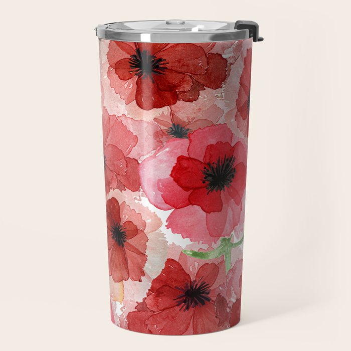 Pressed Poppy Blossom Pattern Travel Mug Gallery Image 2