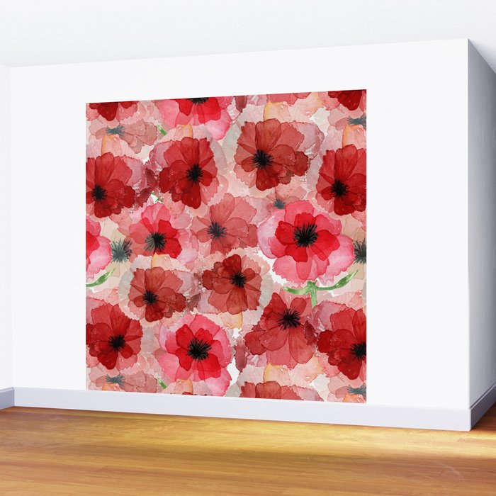 Pressed Poppy Blossom Pattern Wall Mural Gallery Image 2