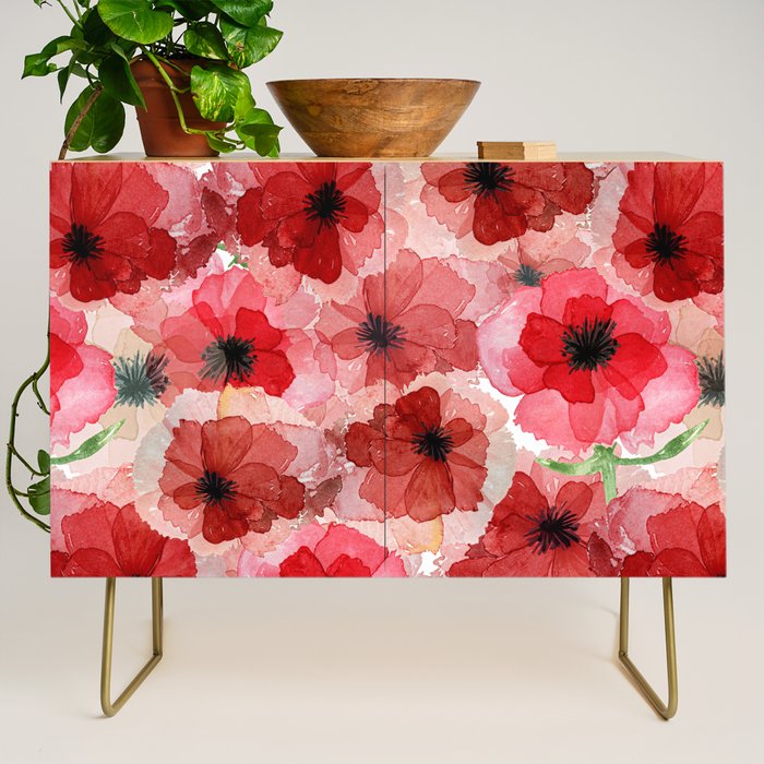 Pressed Poppy Blossom Pattern Credenza Gallery Image 1