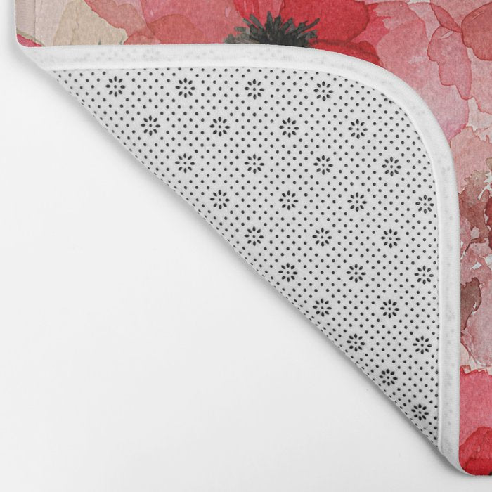 Pressed Poppy Blossom Pattern Bath Mat Gallery Image 2