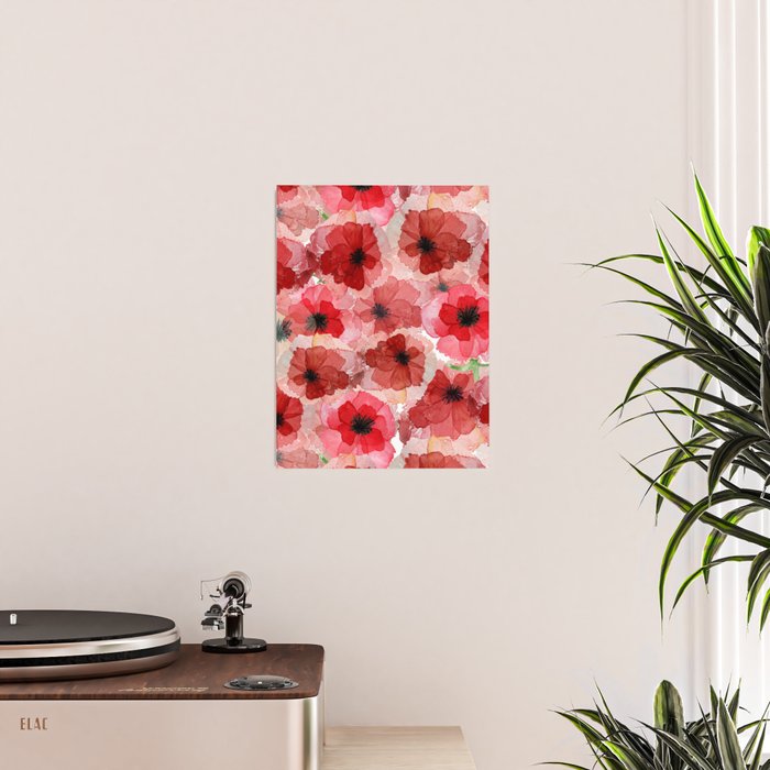 Pressed Poppy Blossom Pattern Poster Gallery Image 2