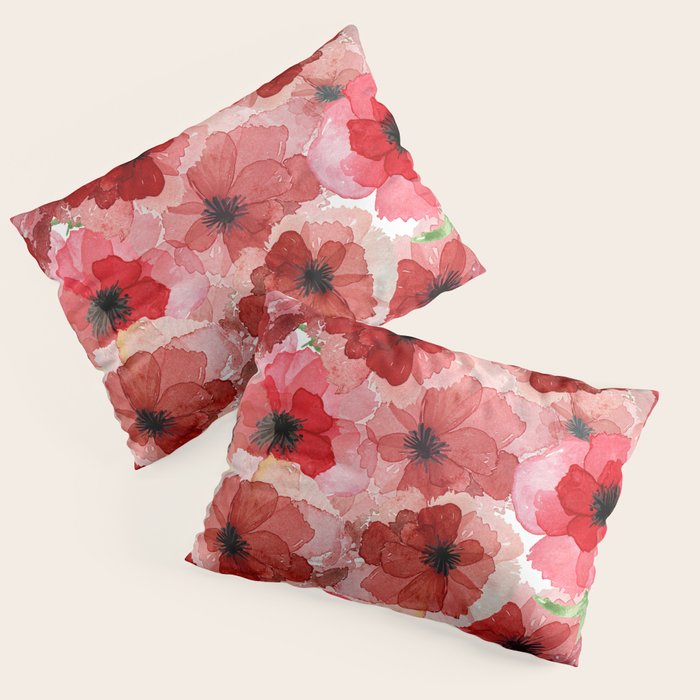 Pressed Poppy Blossom Pattern Pillow Sham Gallery Image 3