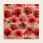 Pressed Poppy Blossom Pattern Wood Wall Art Gallery Image 1