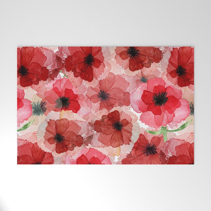 Pressed Poppy Blossom Pattern Welcome Mat Gallery Image 1