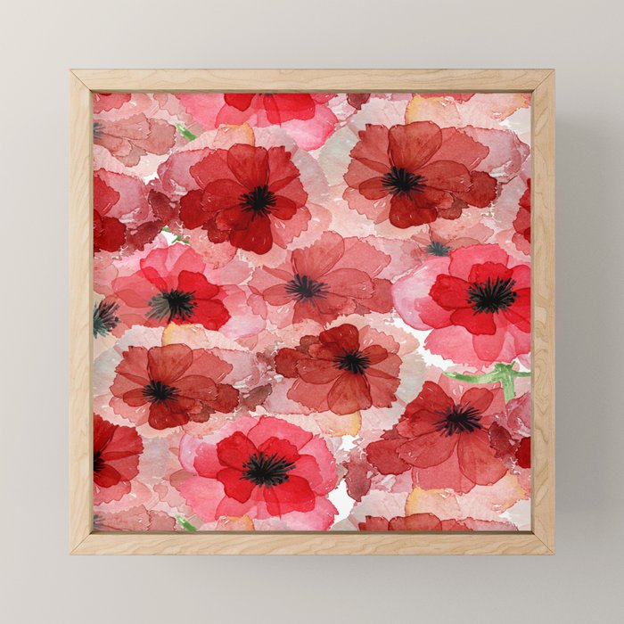 Pressed Poppy Blossom Pattern Mini Art Print Gallery Image 1