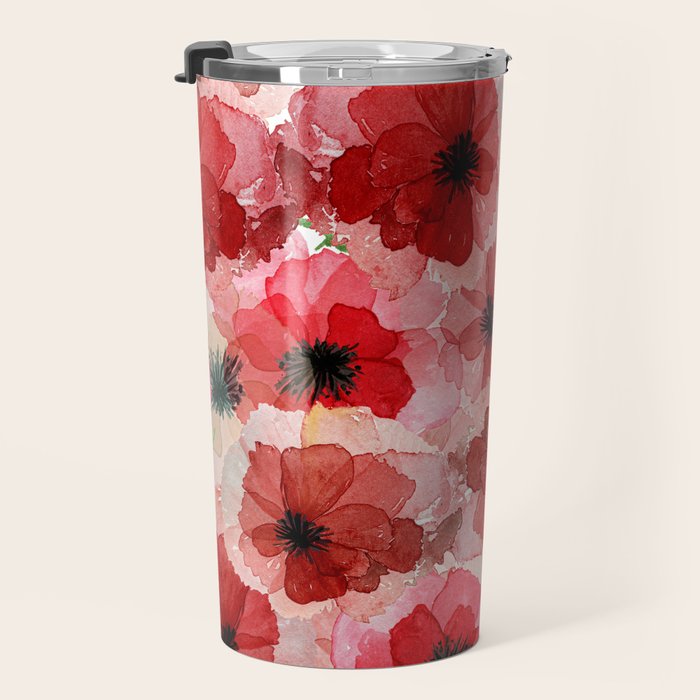 Pressed Poppy Blossom Pattern Travel Mug Gallery Image 3