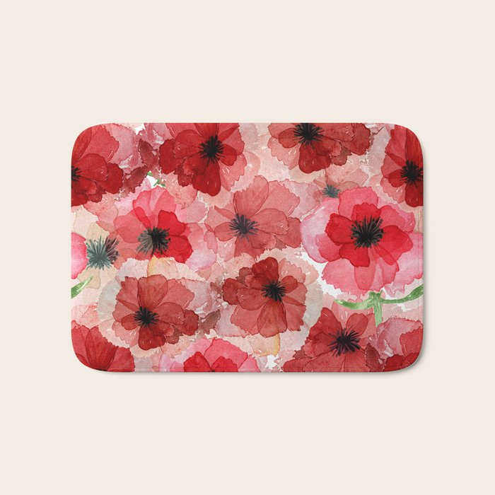 Pressed Poppy Blossom Pattern Bath Mat Gallery Image 1