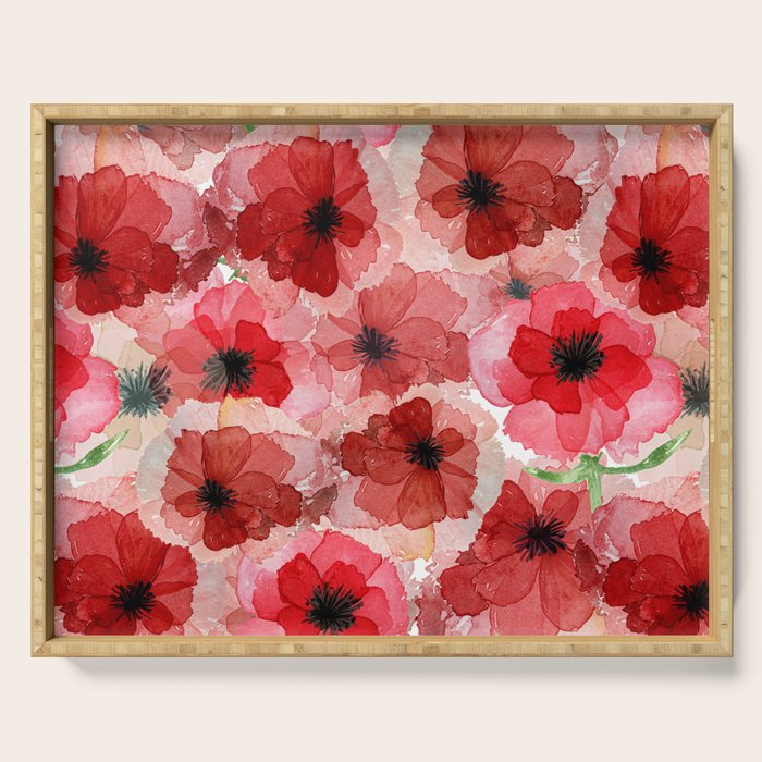 Pressed Poppy Blossom Pattern Serving Tray Gallery Image 1