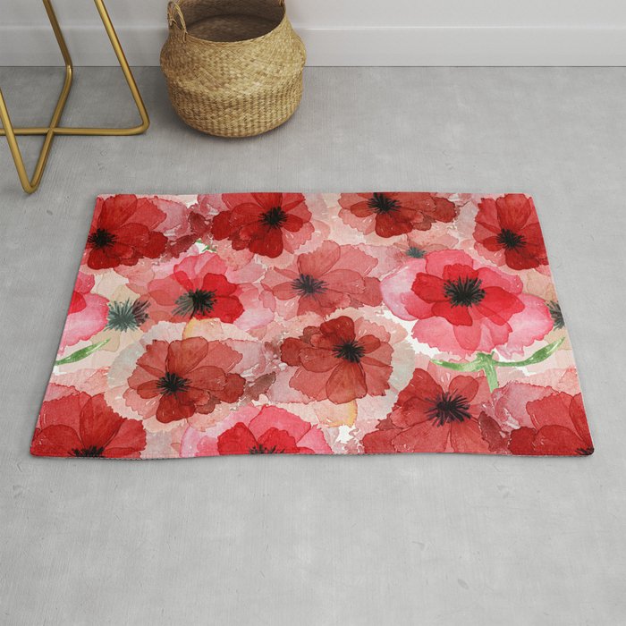 Pressed Poppy Blossom Pattern Rug Gallery Image 1