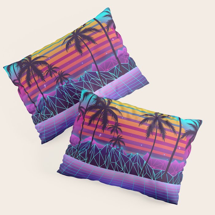 Radiant Sunset Synthwave Pillow Sham Gallery Image 3