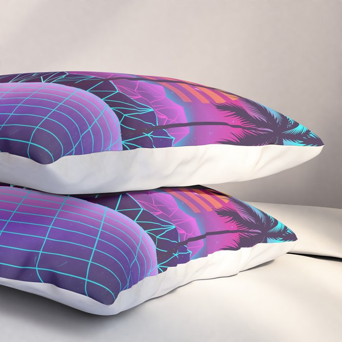 Radiant Sunset Synthwave Pillow Sham Gallery Image 3