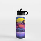 Radiant Sunset Synthwave Water Bottle Gallery Image 1