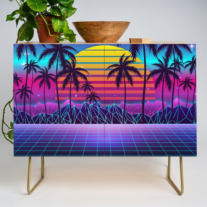 Radiant Sunset Synthwave Credenza Gallery Image 1