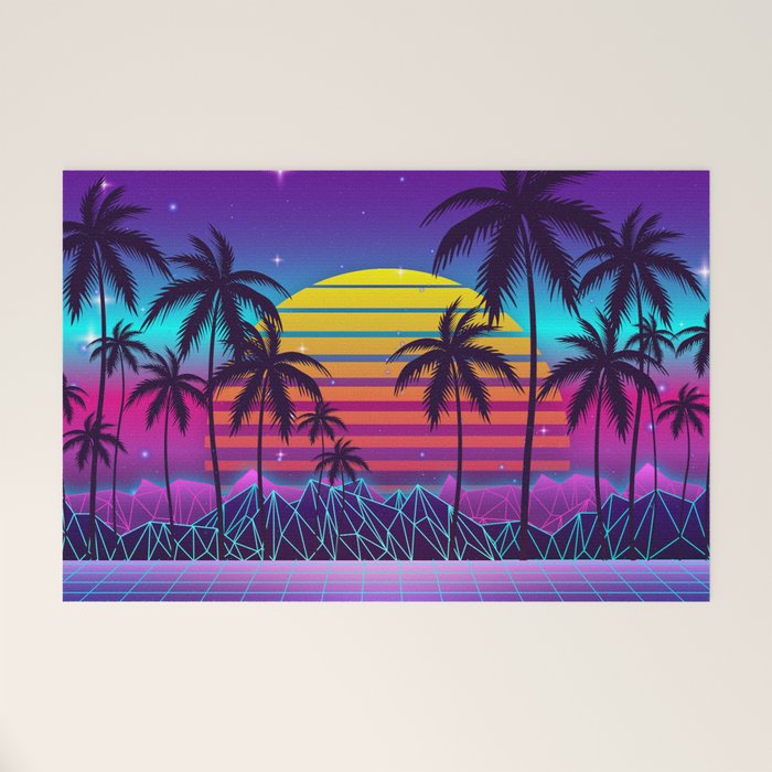 Radiant Sunset Synthwave Welcome Mat Gallery Image 1