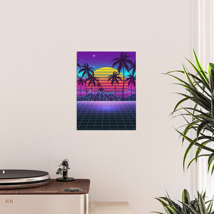 Radiant Sunset Synthwave Poster Gallery Image 2
