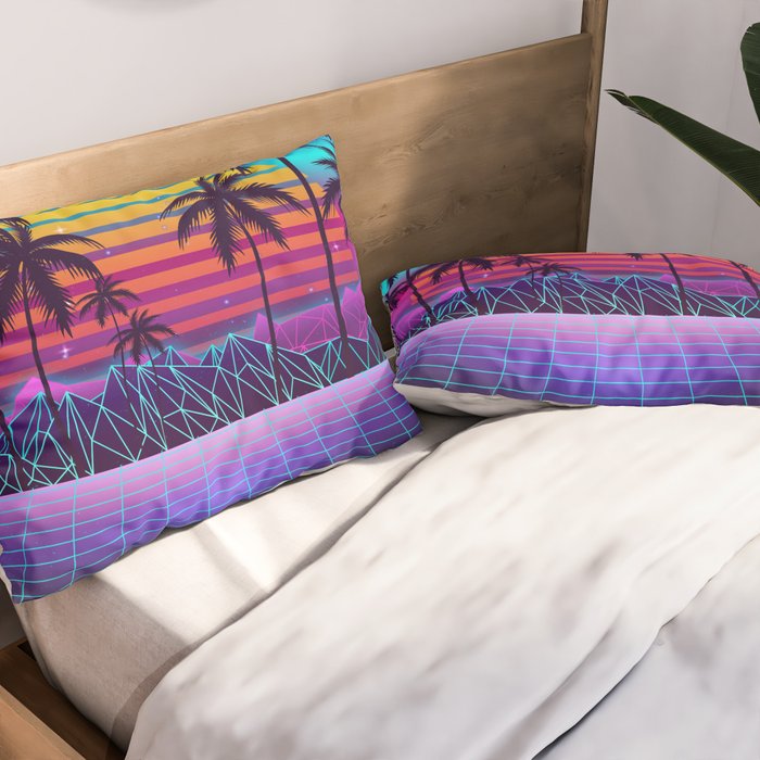 Radiant Sunset Synthwave Pillow Sham Gallery Image 2