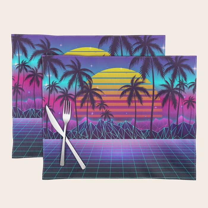 Radiant Sunset Synthwave Placemat Gallery Image 1