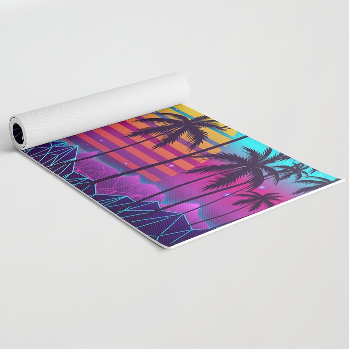 Radiant Sunset Synthwave Yoga Mat Gallery Image 2