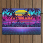 Radiant Sunset Synthwave Outdoor Rug Gallery Image 1