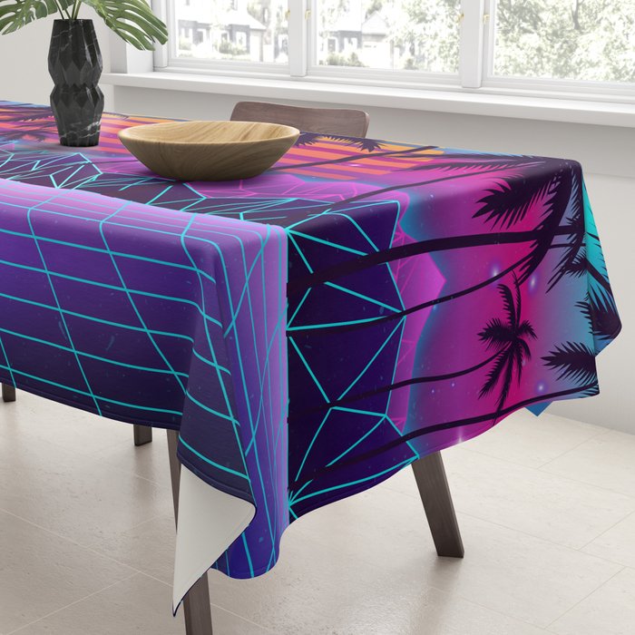 Radiant Sunset Synthwave Tablecloth Gallery Image 3